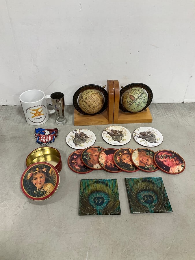 Globe bookends(6in.tall), coasters, and more (1 of 1)