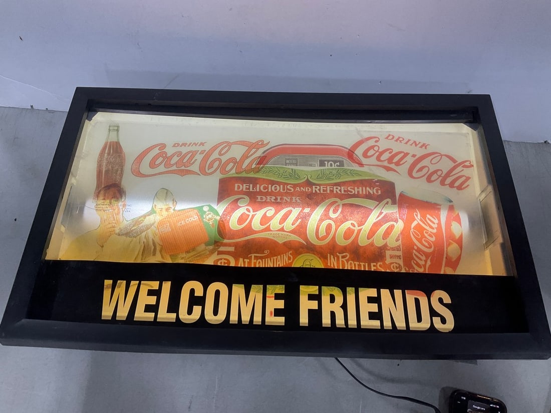 Vintage light up Coca Cola sign(6in.x26in.x15.5in.-needs repair top not attached) (1 of 1)