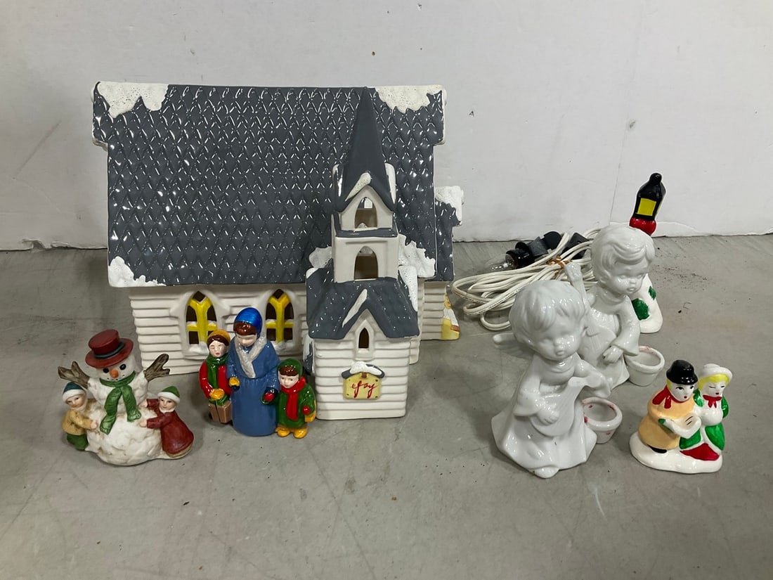 Department 56 Snow Village 'Parish Church' Ceramics (Tallest - 8in) (1 of 1)