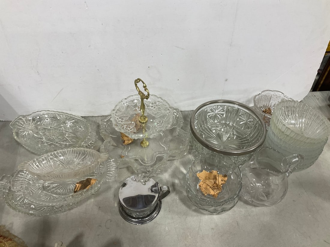 Various Glass Plates, Bowls, Pitcher, Serving Tray, and more (Tallest - 11in) (1 of 1)