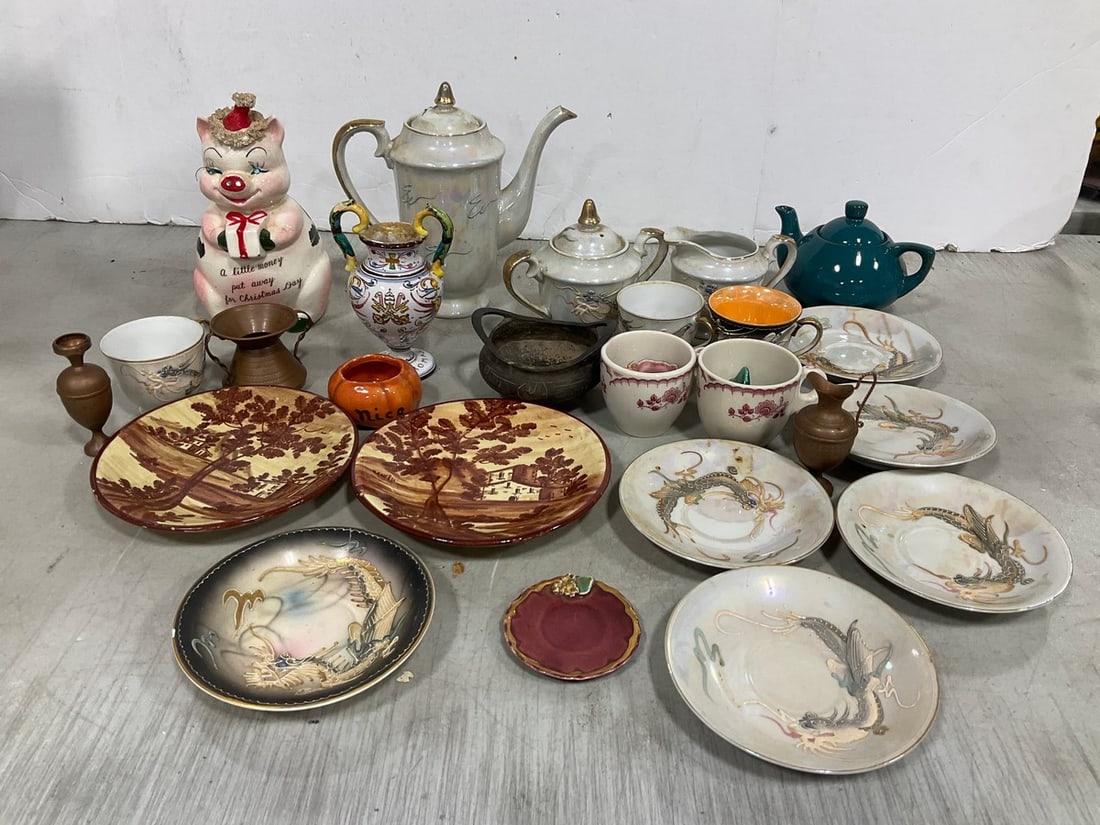 Various Ceramic Cups, Plates, Pitcher, Teapot, and more (Tallest - 7.5in) (1 of 1)