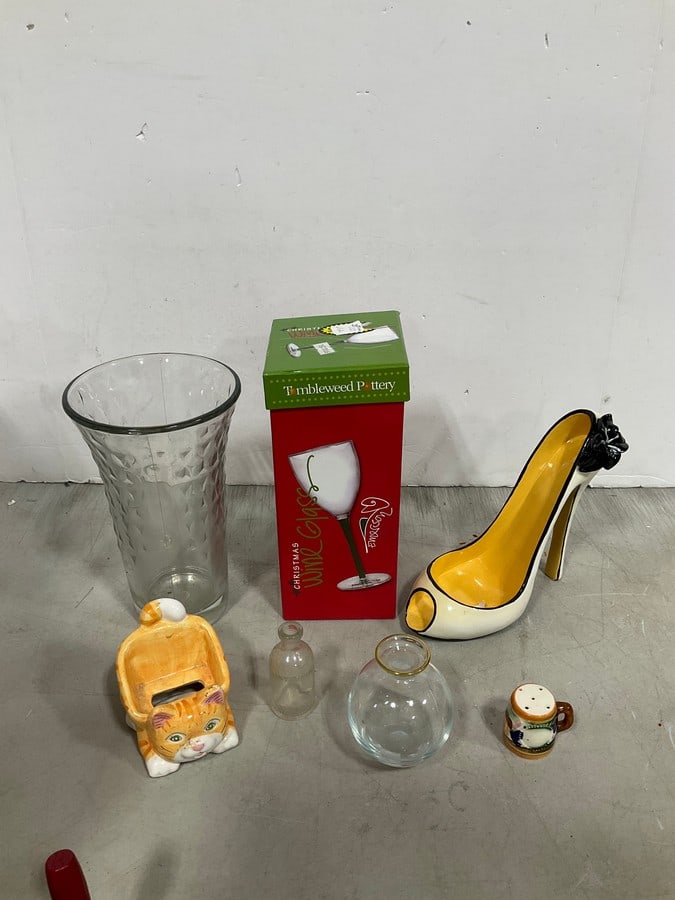 Tumbleweed Pottery Christmas wine glass, ceramic heel(7.5in.tall), and more: Tumbleweed Pottery Christmas wine glass, ceramic heel(7.5in.tall), and more