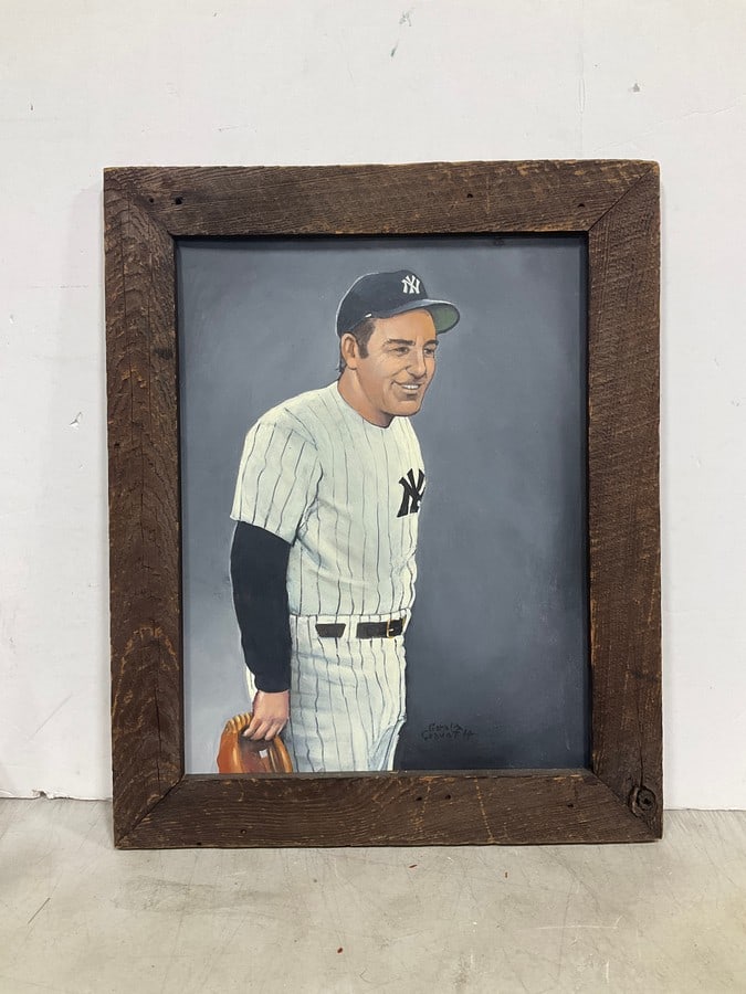 Framed and signed Joe DiMaggio painting(20in.x24.5in.) (1 of 1)