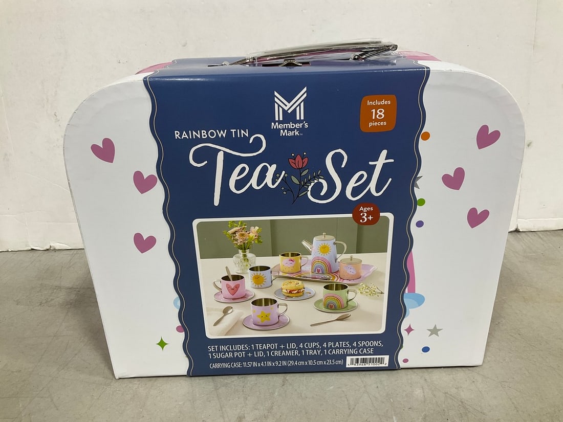 Member's Mark Rainbow Tin Tea Set(new in package): Member's Mark Rainbow Tin Tea Set(new in package)