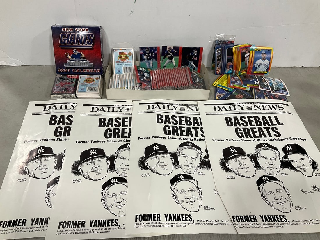 Various Baseball Cards, NY Giants 2001 Calendar, Daily News Baseball Prints, and more (1 of 1)