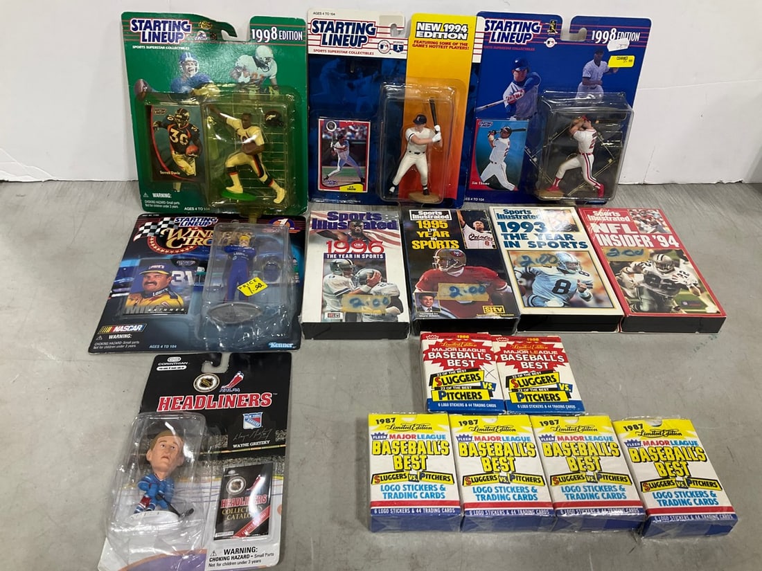 Various Starting Lineup Figures, Baseball Cards, and more *mostly sealed* (1 of 1)