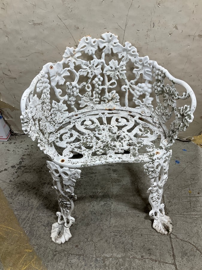 Vintage victorian style white cast iron garden chair(26in.tall) (1 of 1)