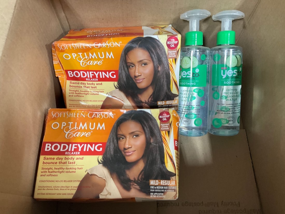 Yes to Cucumbers calming micellar cleansing water(7.27fl.oz.-2 total) and Soft Sheen Carson optimum: Yes to Cucumbers calming micellar cleansing water(7.27fl.oz.-2 total) and Soft Sheen Carson optimum care bodifying relaxer(2 total)