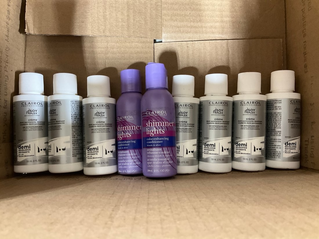 Clairol professional demi developer(2 fl.oz.-7 total) and Clairol shimmer lights: Clairol professional demi developer(2 fl.oz.-7 total) and Clairol shimmer lights conditioner(2fl.oz.-2 total)