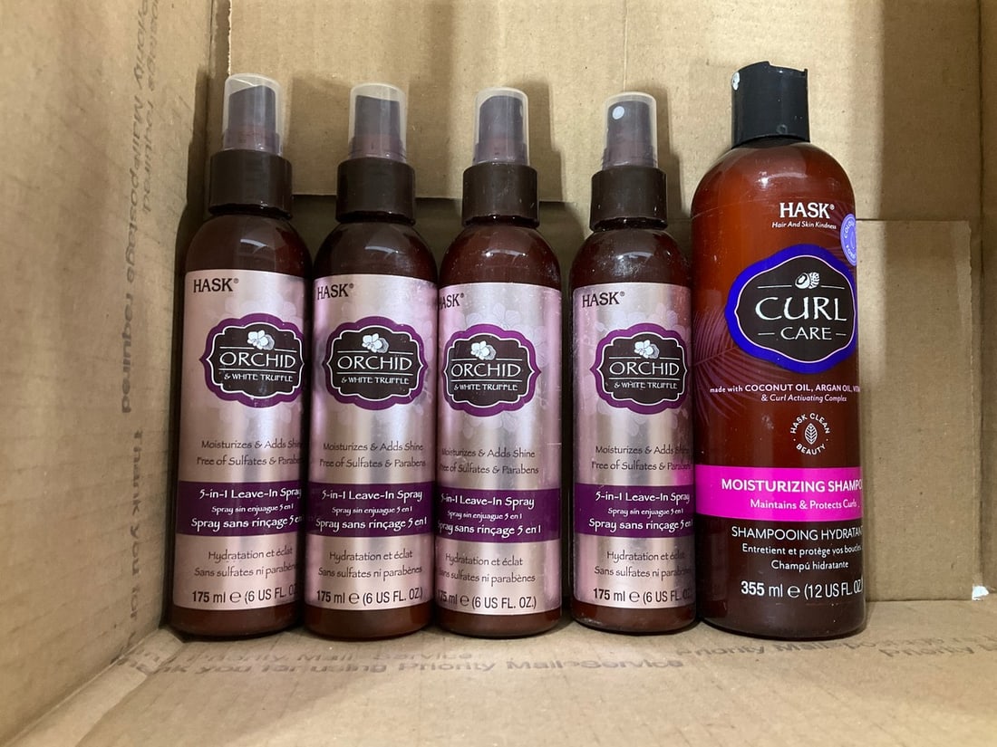 Hask orchid and white truffle leave in spray(6fl.oz.-4 total) and Hask curl care(12fl.oz.): Hask orchid and white truffle leave in spray(6fl.oz.-4 total) and Hask curl care(12fl.oz.)