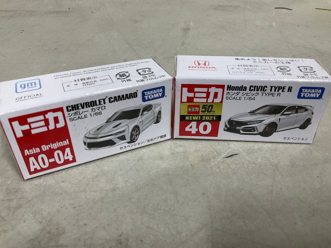 Tomy 1:64 Honda Civic Type R and 1/66 chevrolet camaro diecast collectibles *new in box,sealed*: Tomy 1:64 Honda Civic Type R and 1/66 chevrolet camaro diecast collectibles *new in box,sealed*