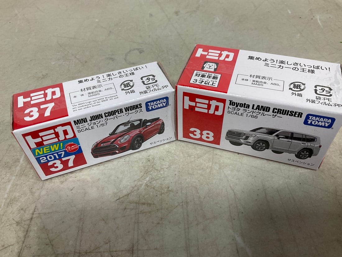 Tomy 1:66 Toyota Land Cruiser and 1:57 Mini John Cooper Works diecast collectibles *new in: Tomy 1:66 Toyota Land Cruiser and 1:57 Mini John Cooper Works diecast collectibles *new in box,sealed*