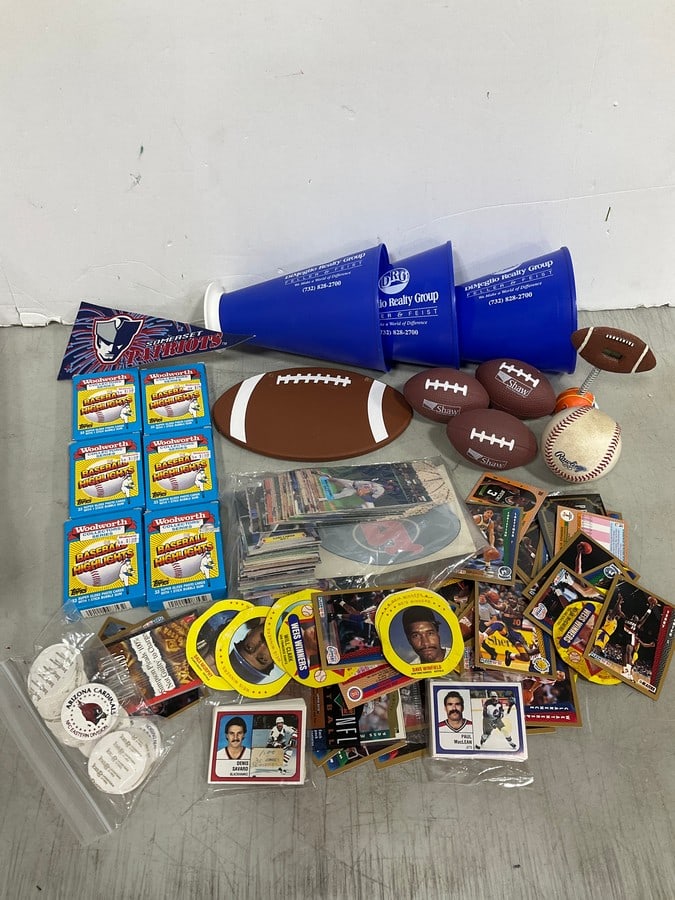 Miniature foam footballs, collectible sports cards, and more (1 of 1)
