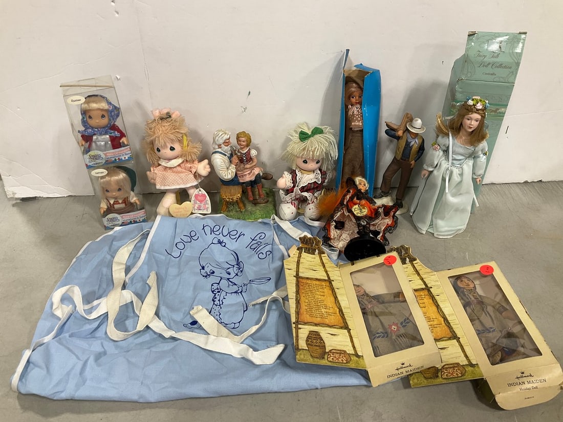 Precious Moments apron, vintage Indian maiden dolls, and more: Precious Moments apron, vintage Indian maiden dolls, and more