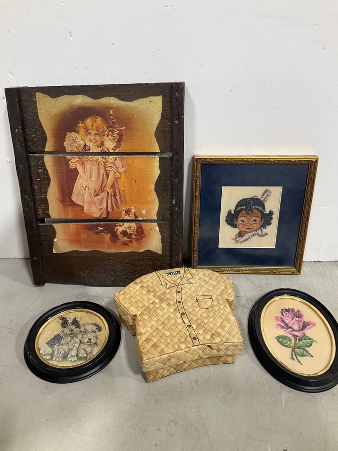 Framed decor(largesr 12in.x15.5in.) and hand woven gift box: Framed decor(largesr 12in.x15.5in.) and hand woven gift box