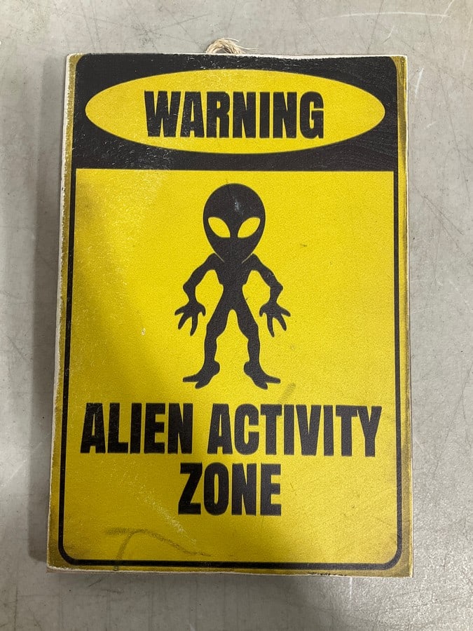 Warning Alien activity zone wooden sign(8in.x11.5in.): Warning Alien activity zone wooden sign(8in.x11.5in.)