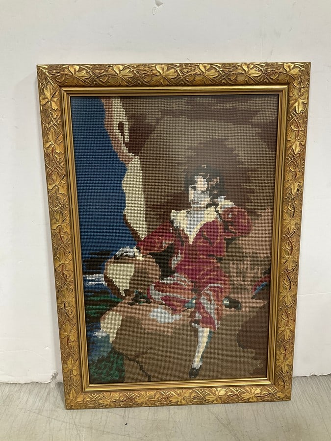 Framed needlepoint artwork(13in.x18.5in.) (1 of 1)