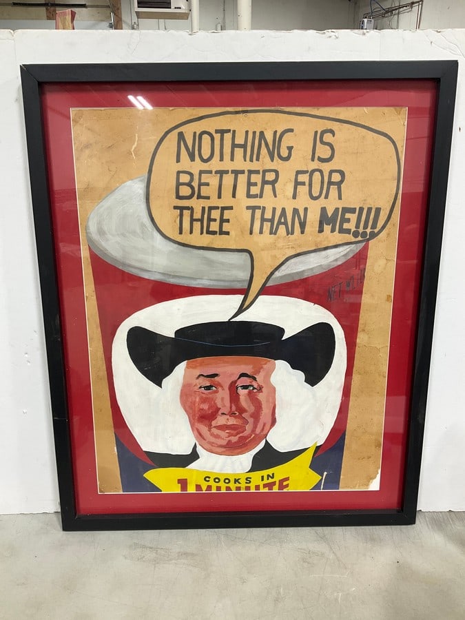 Framed Pop Art Gouache Quaker Oats painting(27.5in.x33.5in.): Framed Pop Art Gouache Quaker Oats painting(27.5in.x33.5in.)