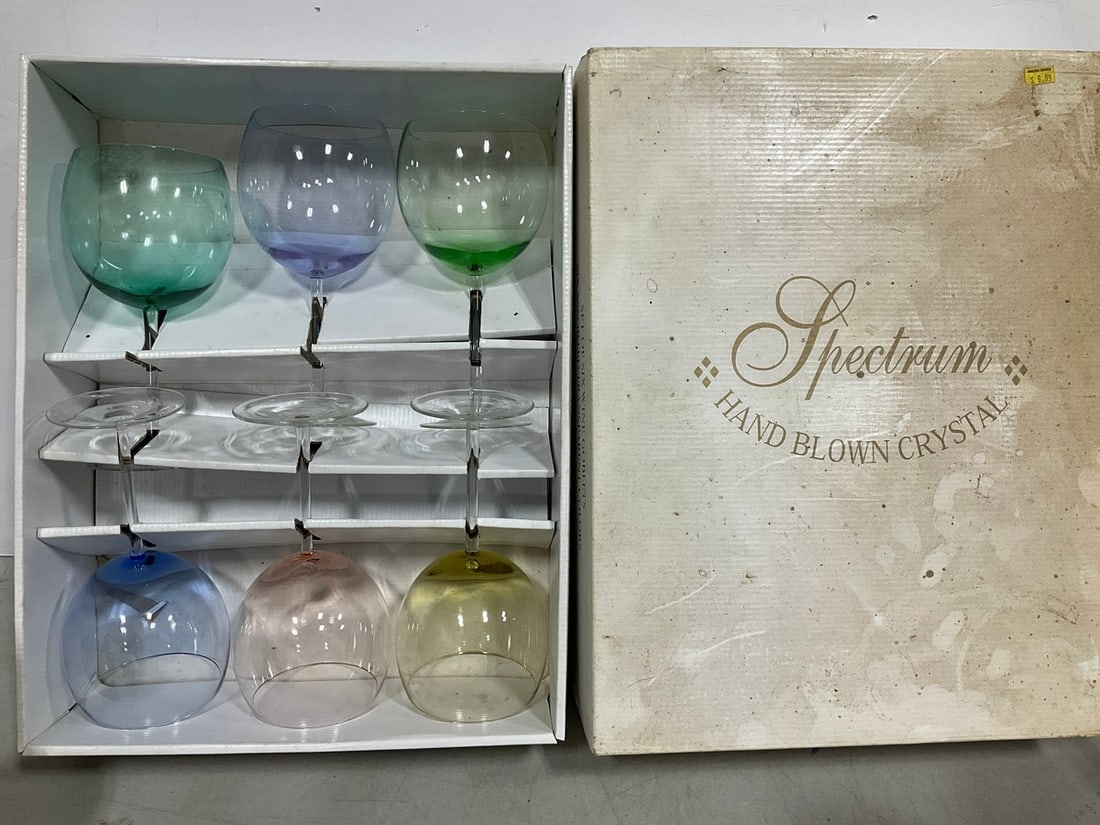 Spectrum hand blown crystal goblets(8in.tall): Spectrum hand blown crystal goblets(8in.tall)