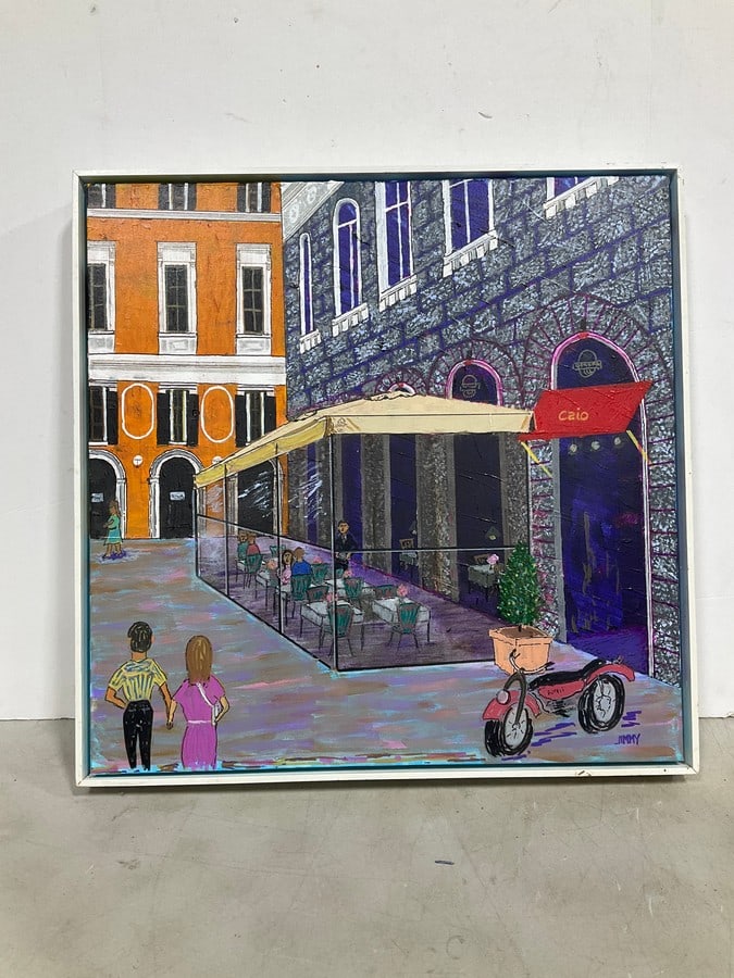 Outdoor restaurant in Rome artwork(25in.x25in.): Outdoor restaurant in Rome artwork(25in.x25in.)