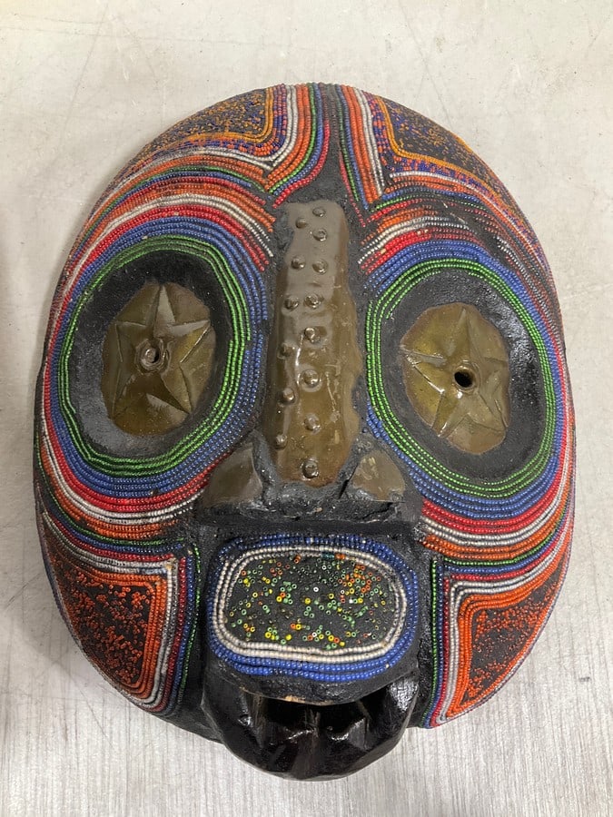 Handcrafted Ghanaian Beaded Wood Mask (1 of 1)