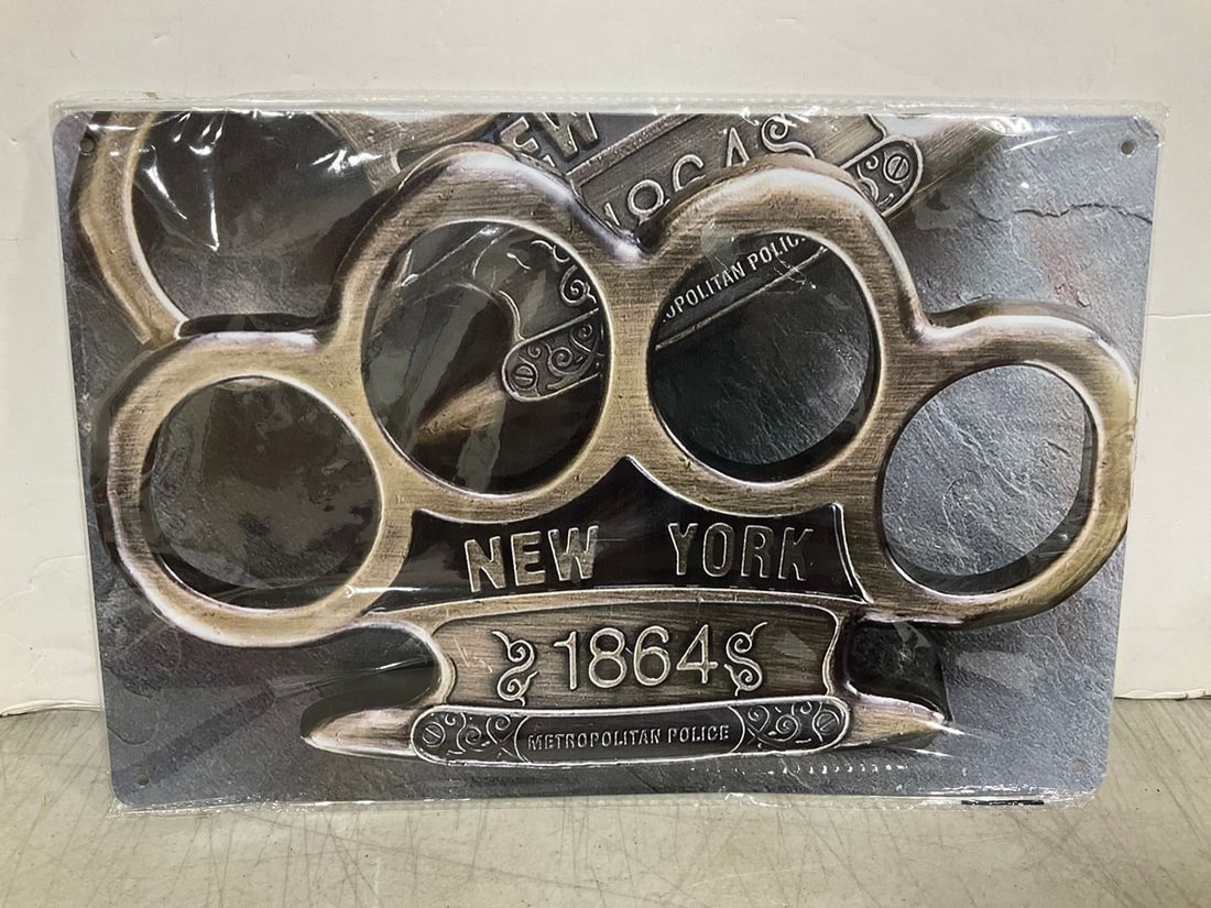 Brass Knuckles Decorative Tin Sign (8inx12in): Brass Knuckles Decorative Tin Sign (8inx12in)