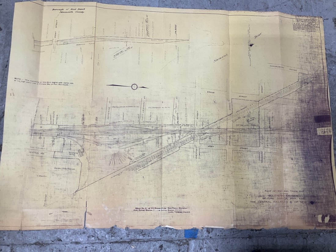 1900s Railroad Map - Burrow of Red Bank, Monmouth County: 1900s Railroad Map - Burrow of Red Bank, Monmouth County