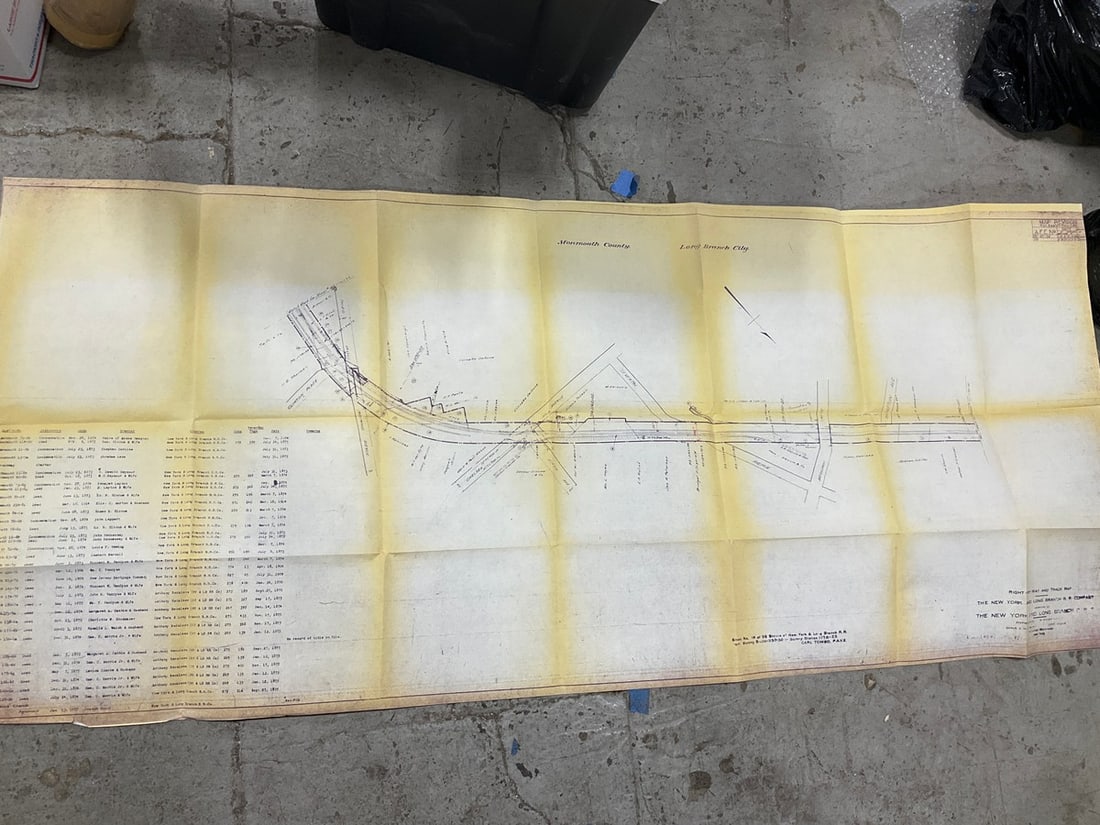 1900s Railroad Map - Long Branch City, Monmouth County (24inx53in): 1900s Railroad Map - Long Branch City, Monmouth County (24inx53in)