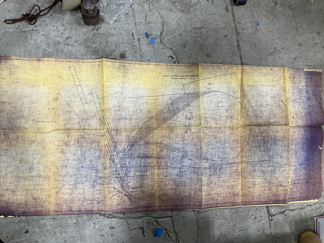 1900s Railroad Map - Brick Township, Bayhead Burrow Ocean County (24inx56in): 1900s Railroad Map - Brick Township, Bayhead Burrow Ocean County (24inx56in)