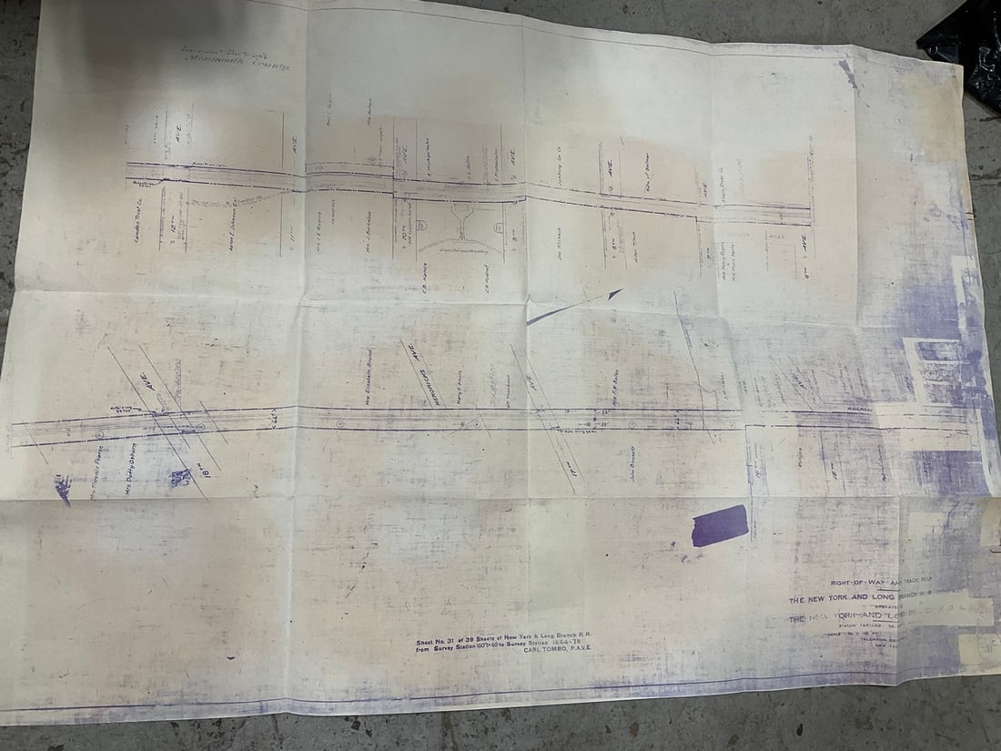 1900s Railroad Map - Belmar Burrow, Monmouth County (24inx34in): 1900s Railroad Map - Belmar Burrow, Monmouth County (24inx34in)
