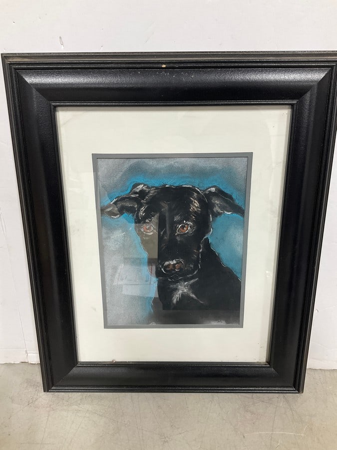 Framed and Dog Artwork (15inx18in): Framed and Dog Artwork (15inx18in)