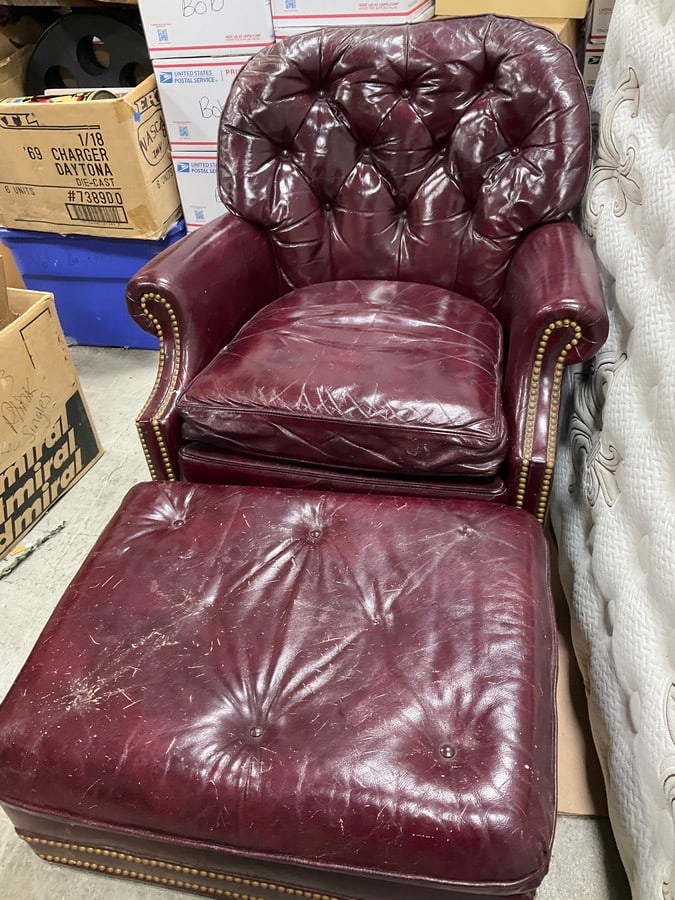 Vintage Leather Club Chair and Ottoman (1 of 1)