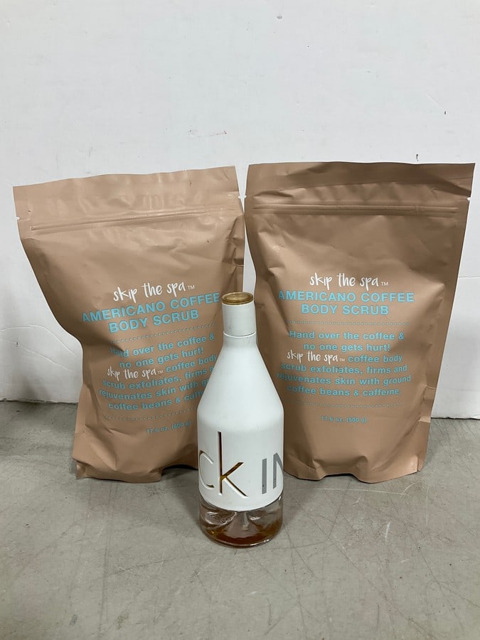 Americano coffee body scrub(17.6fl.oz.-2 total) and Calvin Klein In 2 U eau de toilette: Americano coffee body scrub(17.6fl.oz.-2 total) and Calvin Klein In 2 U eau de toilette spray(3.3fl.oz.)