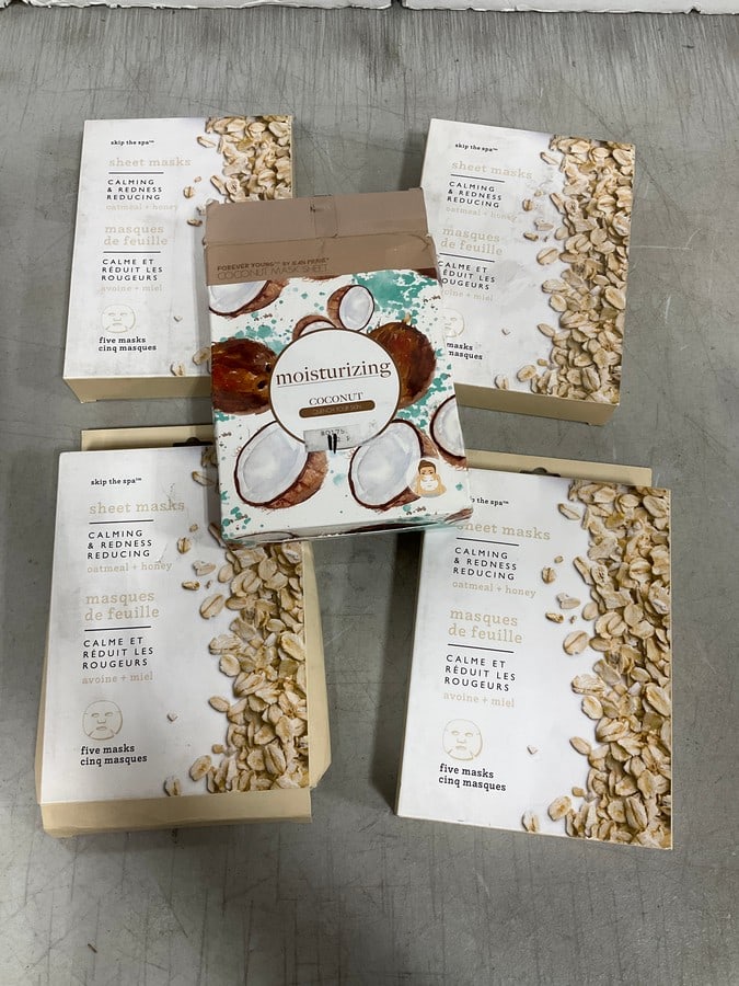 Oatmeal and honey sheet masks packs(4 total) and Coconut sheet mask pack: Oatmeal and honey sheet masks packs(4 total) and Coconut sheet mask pack