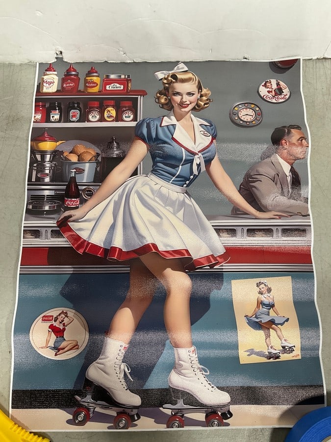 Vintage diner girl art print(12in.x15in.): Vintage diner girl art print(12in.x15in.)