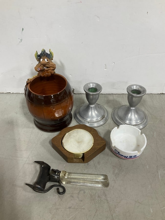 Handmade troll mug by Robert Karlinsey(7in.tall), candleholders, and more: Handmade troll mug by Robert Karlinsey(7in.tall), candleholders, and more