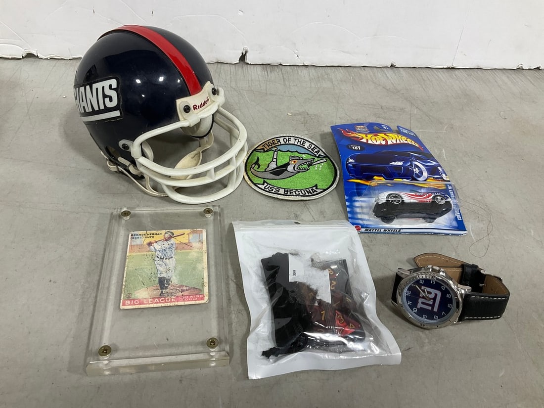 Miniature NY Giants Helmet/Watch, Hotwheels Car, and more: Miniature NY Giants Helmet/Watch, Hotwheels Car, and more