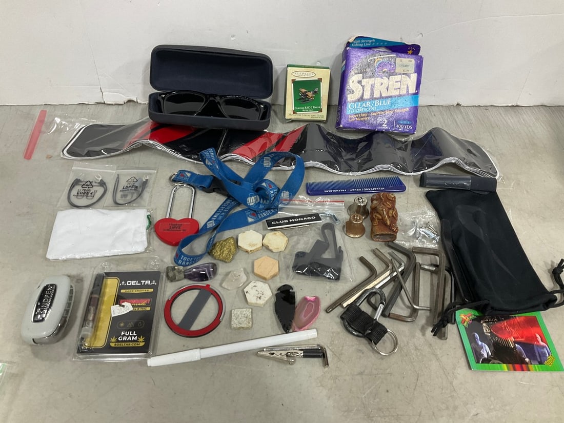 Various Trinkets, Rocks, Sunglasses with Case, Hallmark Ornament, and more: Various Trinkets, Rocks, Sunglasses with Case, Hallmark Ornament, and more