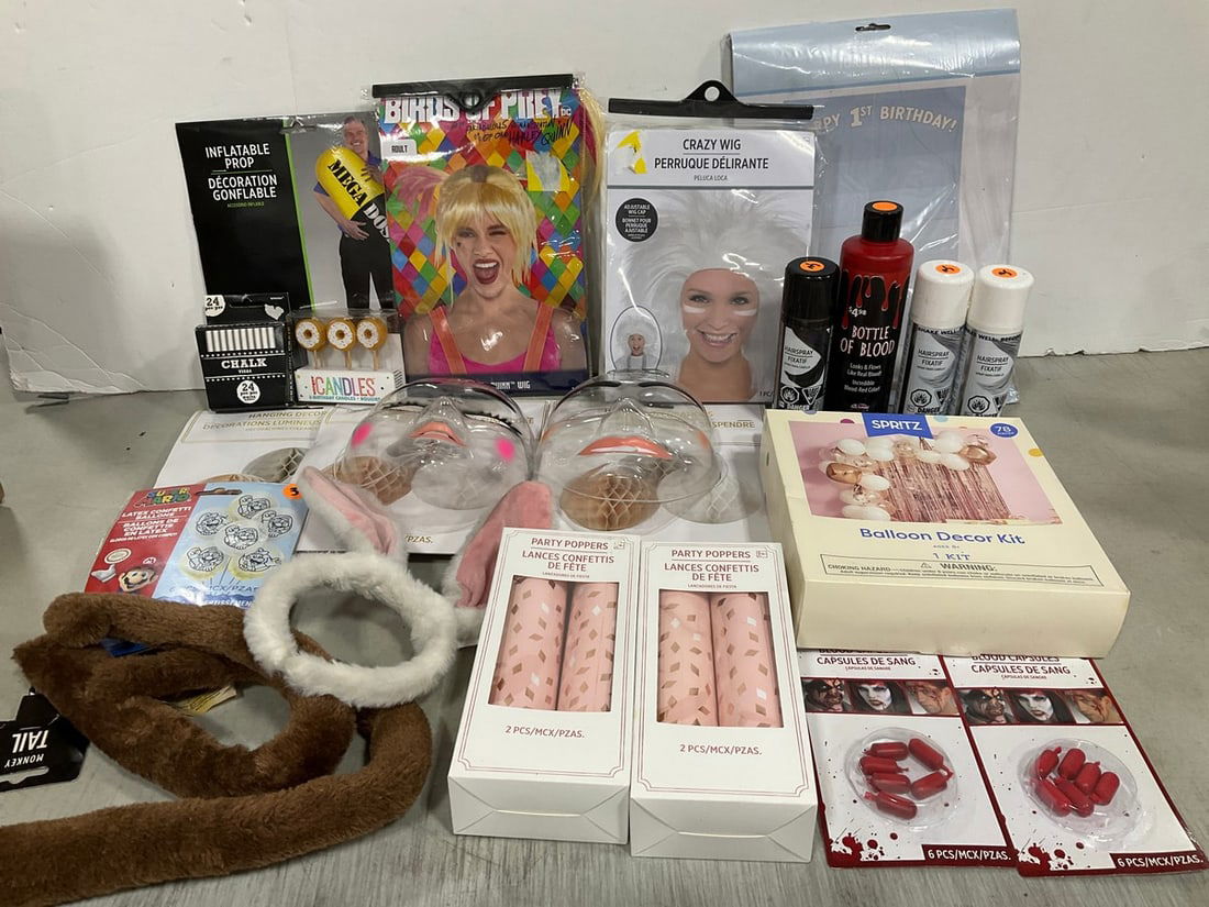 Various Wigs, Facial Masks, Party Poppers/Decor, Fake Blood Capsules/Hairspray, and more *ALL NEW IN (1 of 1)