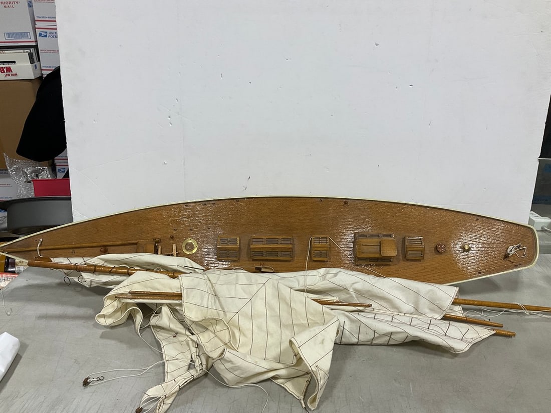 Vintage handcrafted wooden ship model: Vintage handcrafted wooden ship model