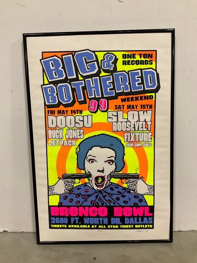 Big & Bothered Bronco Bowl vintage framed and signed print(: Big & Bothered Bronco Bowl vintage framed and signed print(