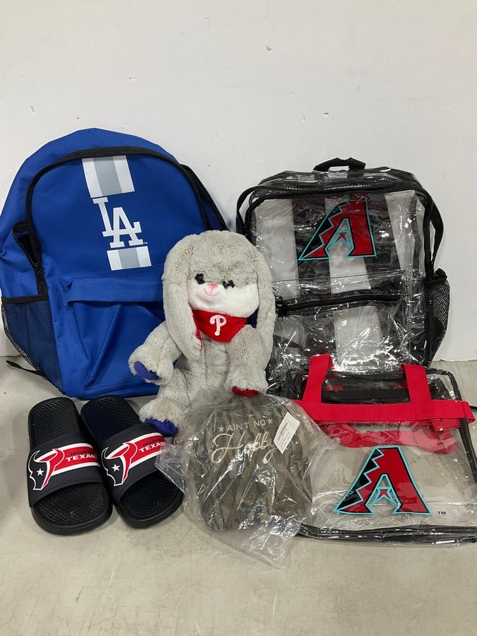 Arizona Diamondbacks clear backpack/bag, Los Angeles Dodgers MLB stripe backpack, and more: Arizona Diamondbacks clear backpack/bag, Los Angeles Dodgers MLB stripe backpack, and more