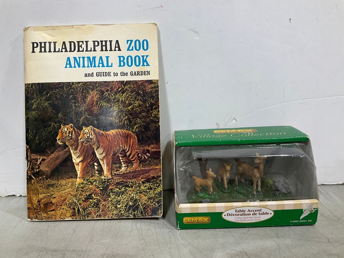 Philadelphia Zoo Animal Book, and Lemax Village Collection Table Accent *new in box*: Philadelphia Zoo Animal Book, and Lemax Village Collection Table Accent *new in box*