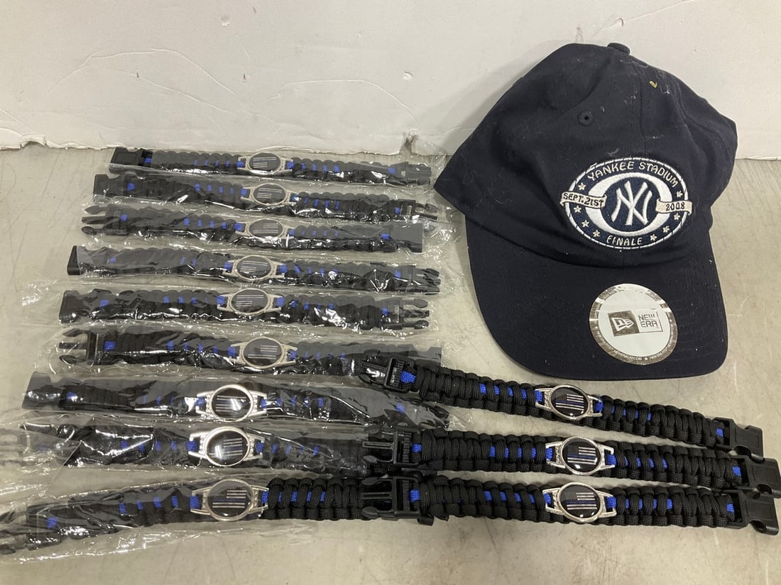 Yankees Hat, and American Flag Bracelets,: Yankees Hat, and American Flag Bracelets,