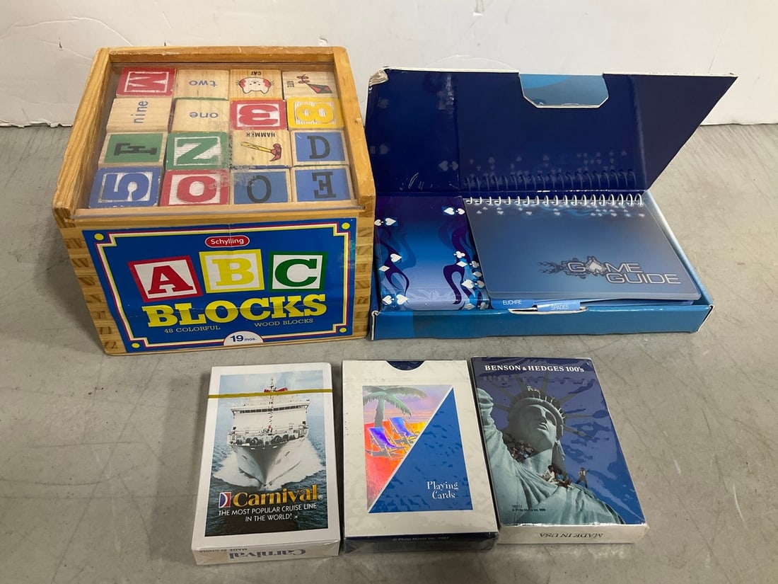 ABC Childrens Blocks, Playing Cards, and Parliament 52 Card Game: ABC Childrens Blocks, Playing Cards, and Parliament 52 Card Game