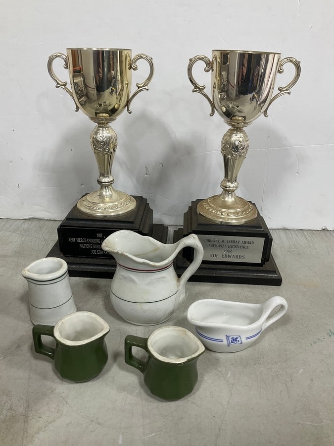 1980s Trophy Book Ends, and Ceramic Kitchenware: 1980s Trophy Book Ends, and Ceramic Kitchenware