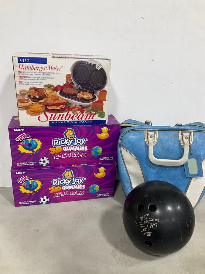 Sunbeam Hamburger Maker, Bowling Ball, and Ricky Joy 3D Gummies: Sunbeam Hamburger Maker, Bowling Ball, and Ricky Joy 3D Gummies