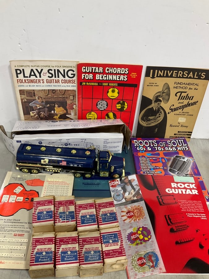 PBA 1:32 Scale 1997 NJ Fire Truck Diecast Model *new with box*, Various Guitar Magazines, and: PBA 1:32 Scale 1997 NJ Fire Truck Diecast Model *new with box*, Various Guitar Magazines, and Vintage Milk Cartons