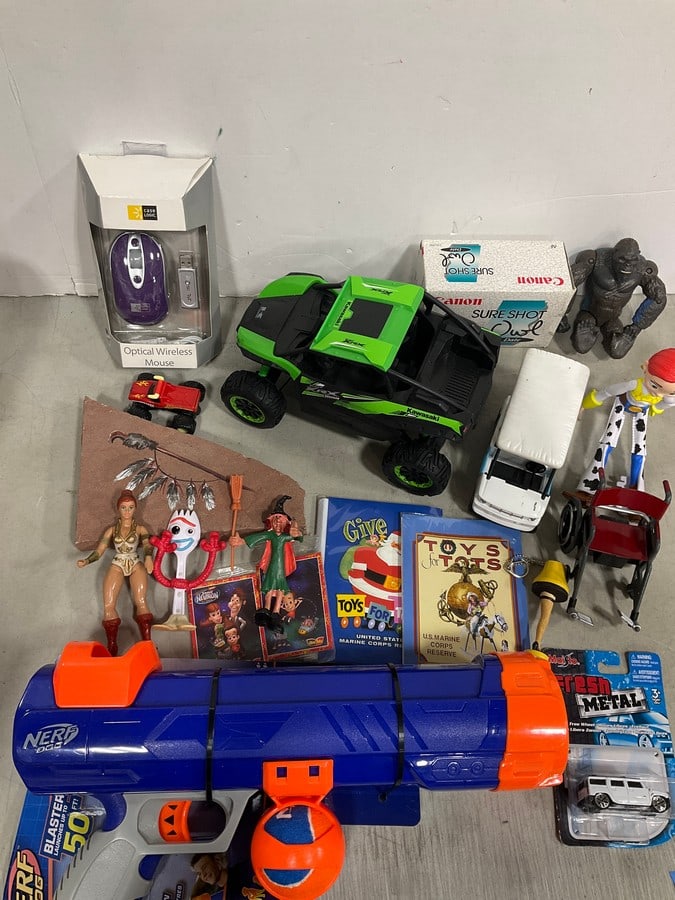 Various Toys, Nerf Gun, Wireless Mouse, Toy Figures, and more (1 of 1)