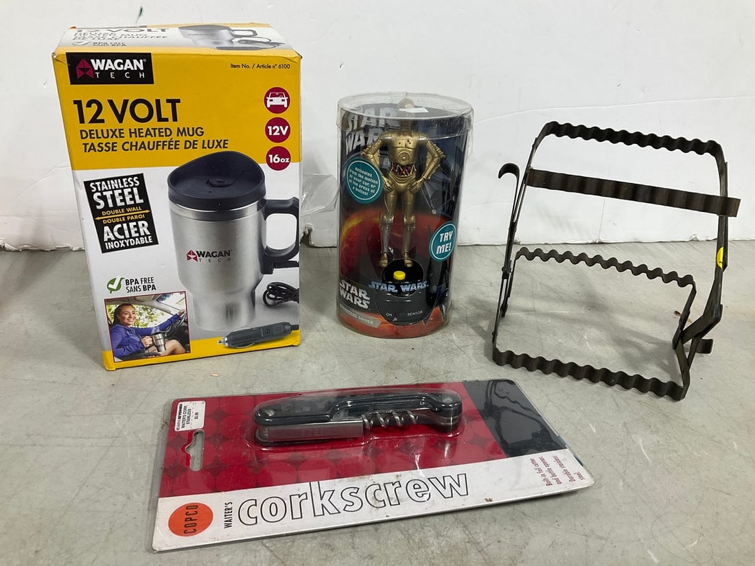 12 Volt Heated Mug, Star Wars Collectible, Corkscrew, and more: 12 Volt Heated Mug, Star Wars Collectible, Corkscrew, and more